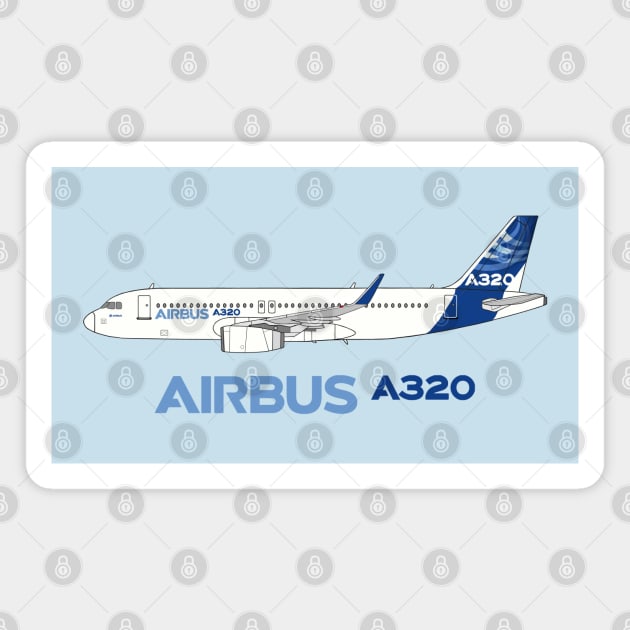 Airbus A320 Illustration With Sharklet Wingtips Magnet by SteveHClark